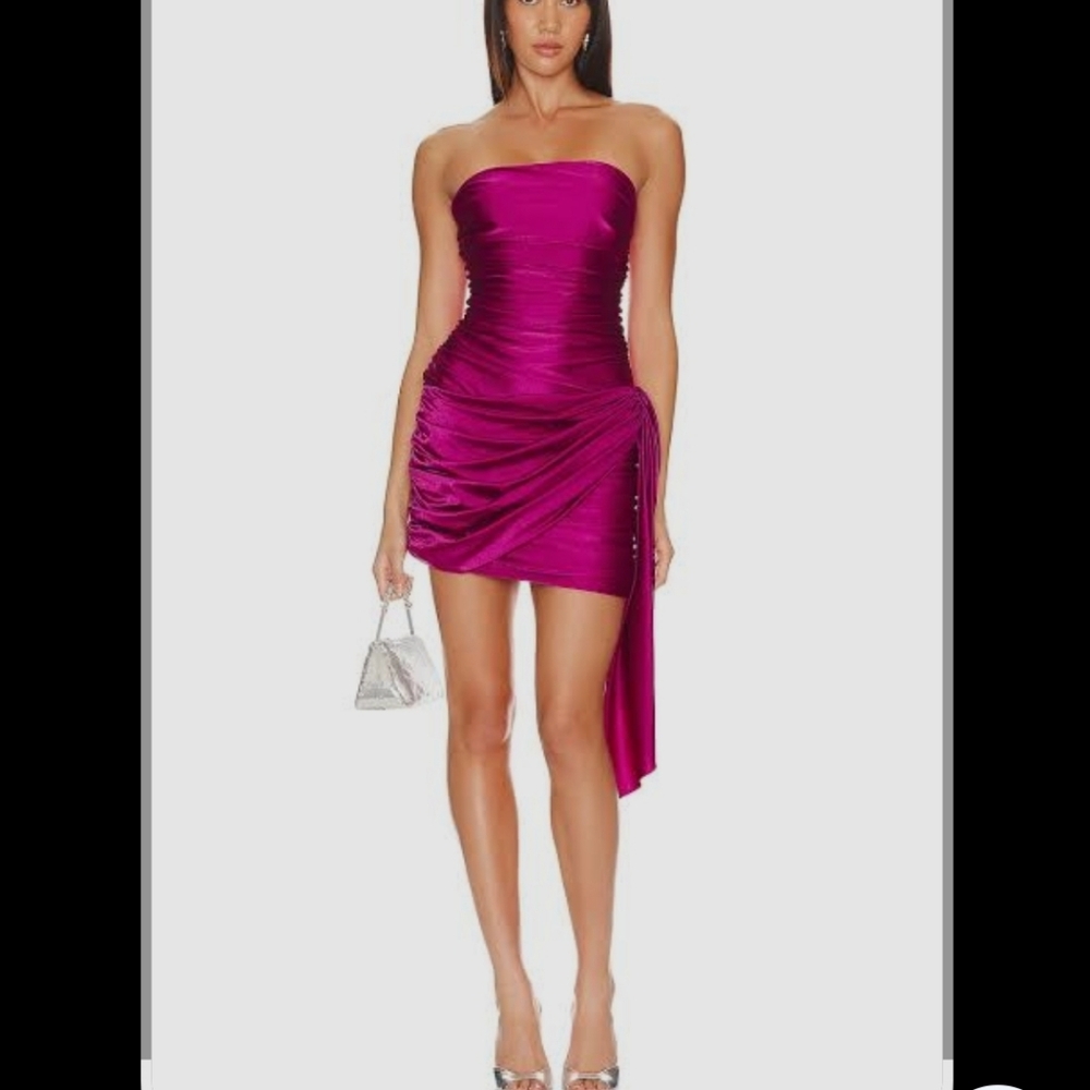 Amanda Uprichard gorgeous Strapless Magenta mini  Dress size L EUC